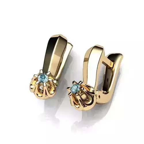 Gold Earrings With Gem 3
