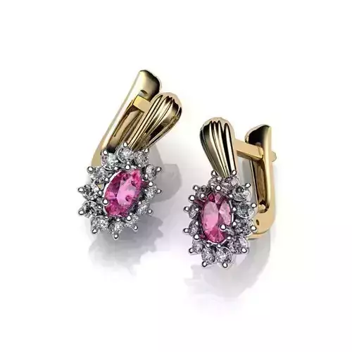 Flower Shaped Earrings With Gem