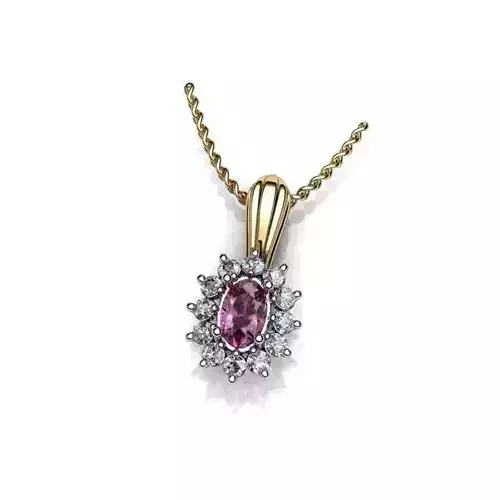 Flower Shaped Pendant With Gem 3