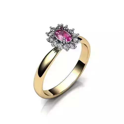 Flower Shaped Ring With Gem
