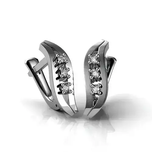 Silver Earrings With Diamonds 7