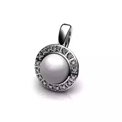 Round Silver Pendant With Pearl