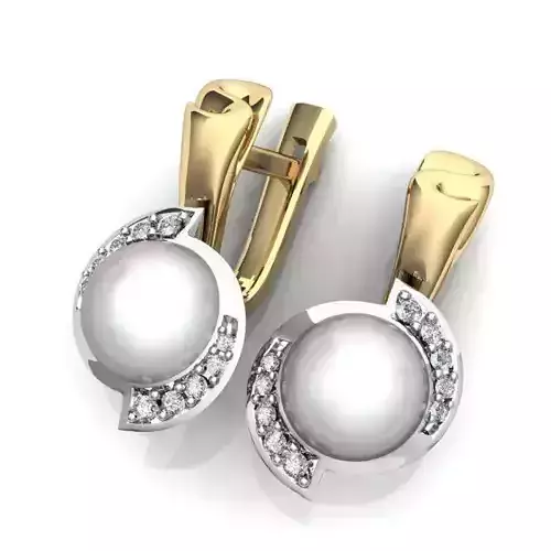Earrings With Diamonds And Pearl