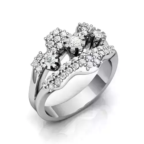 Silver Engagement Ring With Diamonds 162