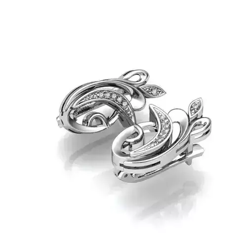 Floral Earrings With Diamonds 7 3D print model