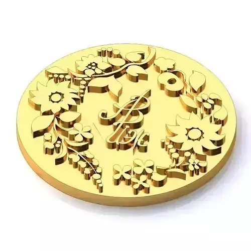 Round Floral Gold Pendant 3D print model