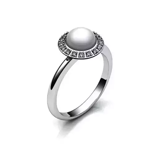 Round Ring With Pearl
