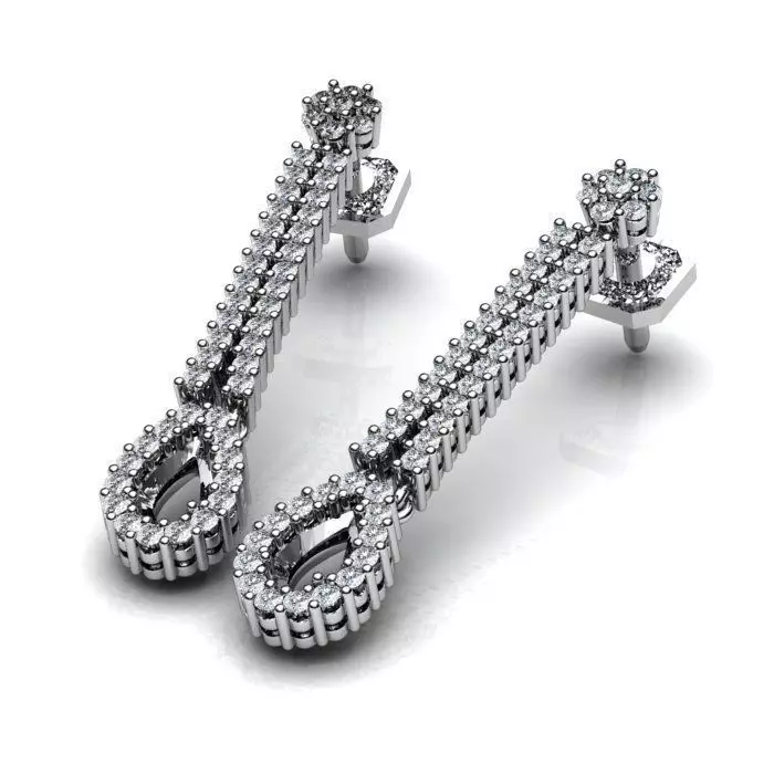 Drop Shaped Drop Earrings With Diamonds 17 3D print model_0