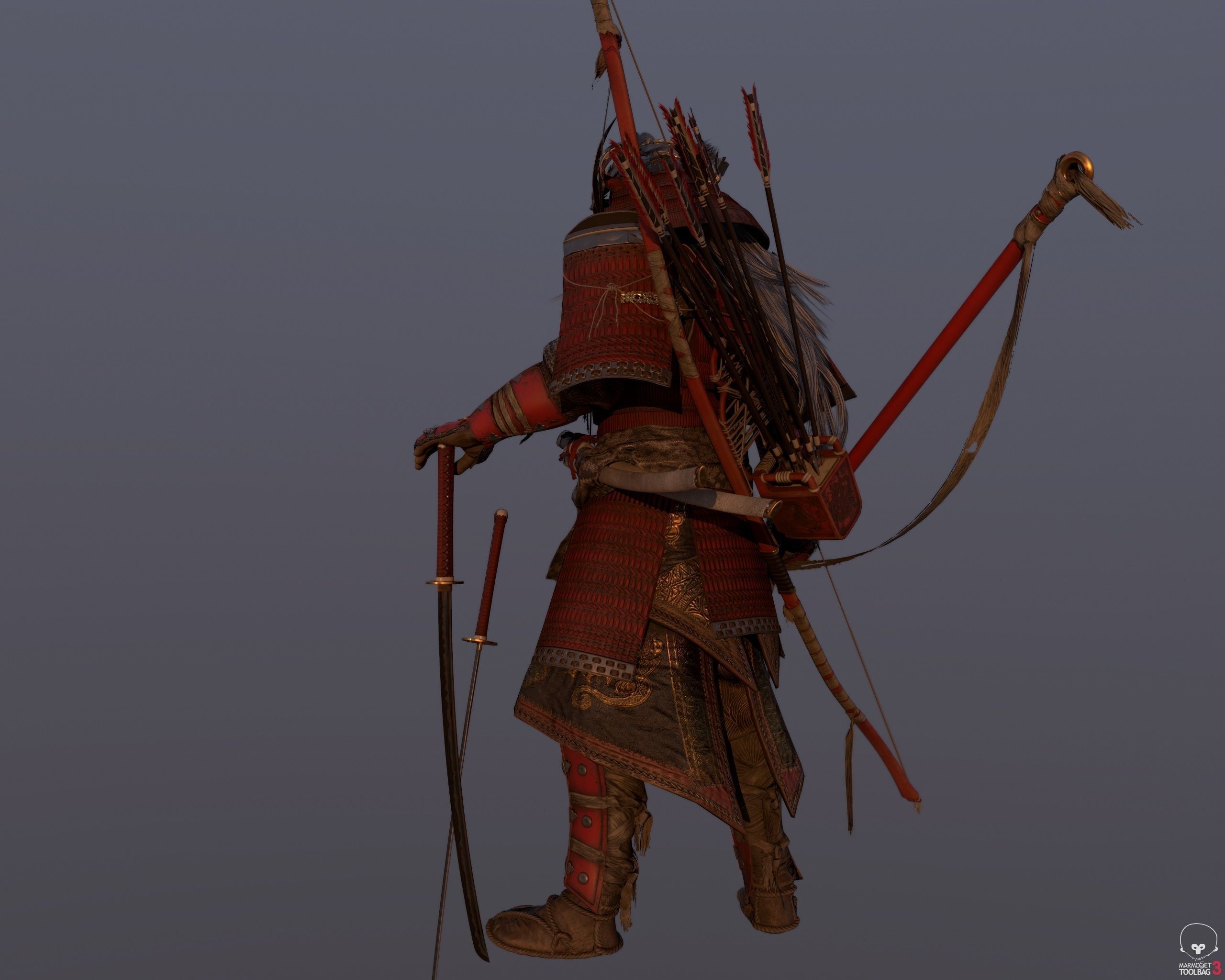 Samurai Warlord and Japanese Architecture Bundle  Low-poly 3D model_15