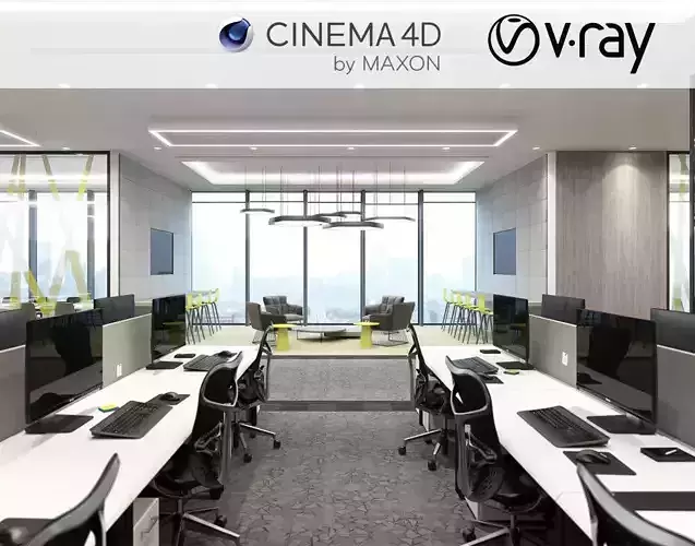 VRay - C4D files - Office Space Interior 3D model 3D model