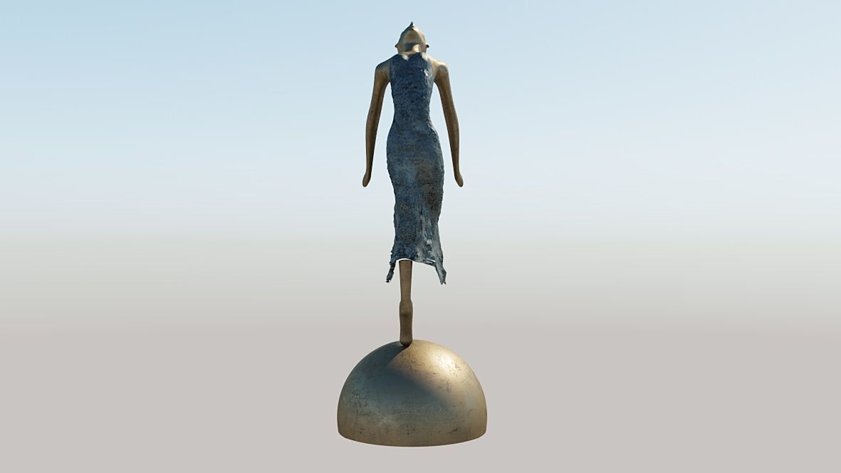 Statue of a dancing lady balerina 3D model_2