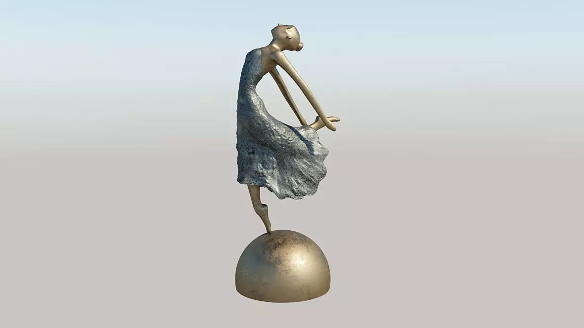 Statue of a dancing lady balerina 3D model_0