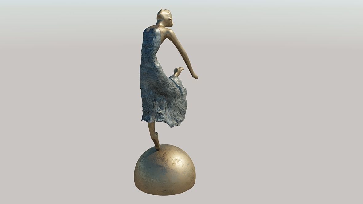 Statue of a dancing lady balerina 3D model_3