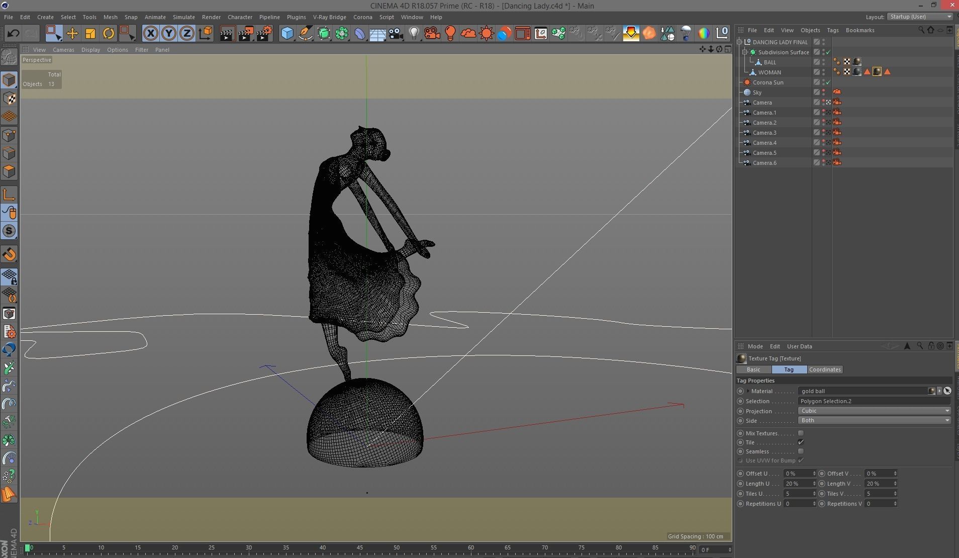 Statue of a dancing lady balerina 3D model_6