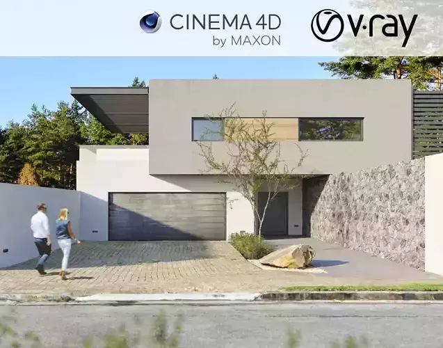 VRay - C4D scene files - House Banton - Modern Minimalist Home 3D model