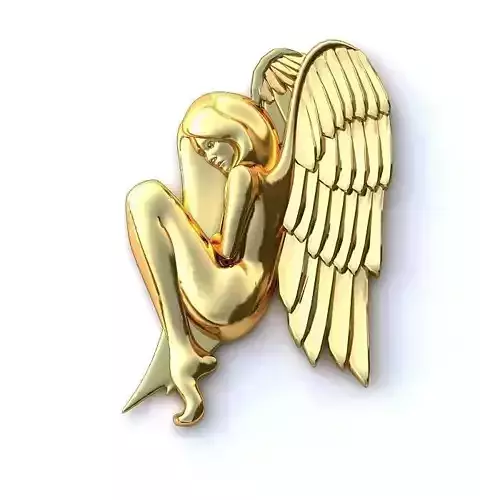 Angel Shaped Gold Pendant 2 3D print model
