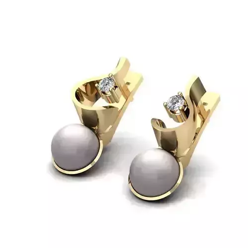 Gold Earrings With Pearl 3