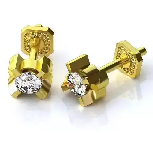 Gold Ear Studs With Diamonds 71 3D print model