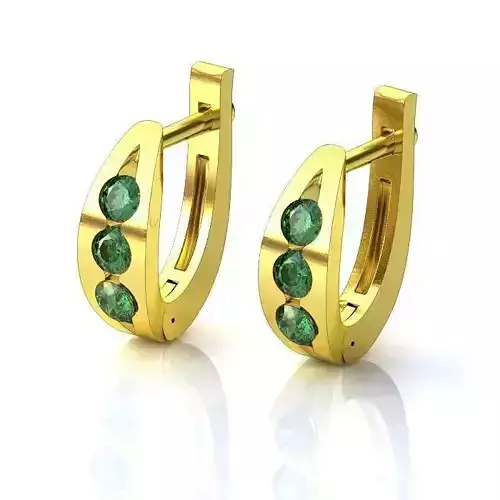 Gold Earrings With Emerald