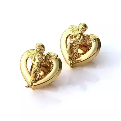 Heart Shaped Angel Ear Studs