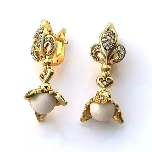 Gold Drop Earrings With Pearl 4