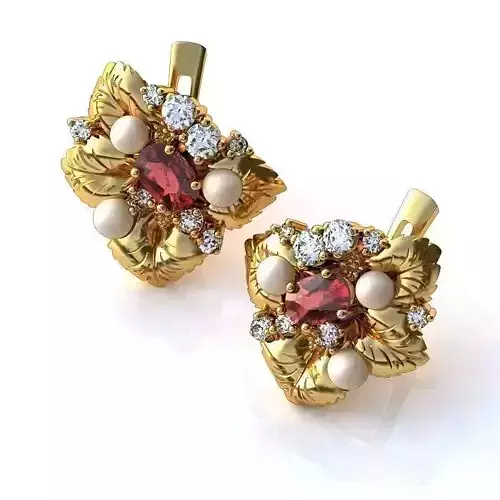 Gold Earrings With Ruby 2