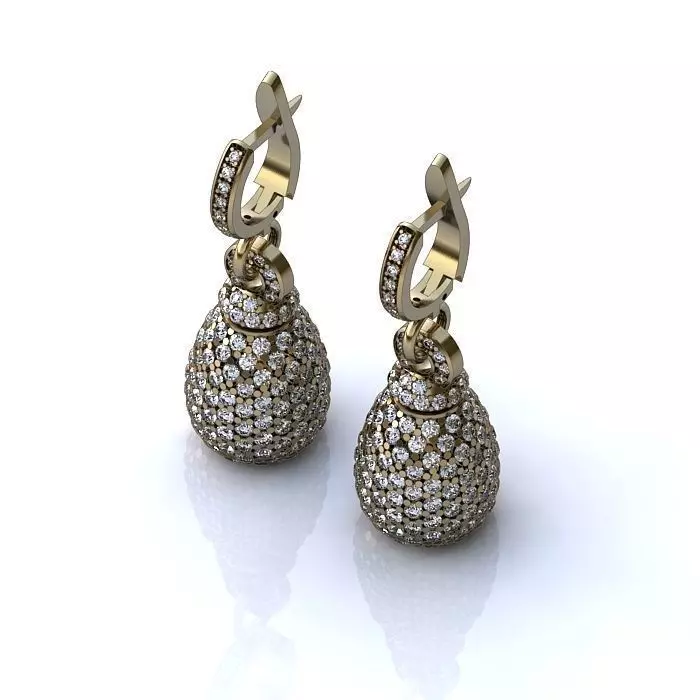 Drop Shaped Drop Earrings With Diamonds 18 3D print model_0