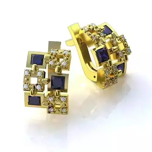 Gold Earrings With Sapphire 5