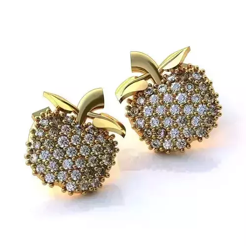 Apple Shaped Ear Studs With Diamonds 3D print model
