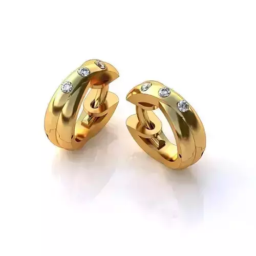 Thick Gold Earrings With Diamonds 1