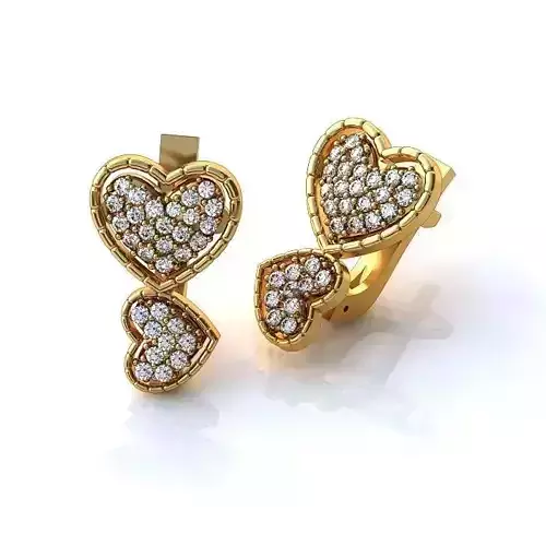 Heart Shaped Gold Earrings With Diamonds 2