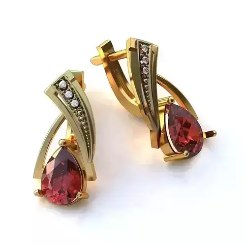 Gold Earrings With Ruby 3