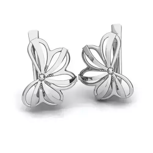 Flower Shaped Silver Earrings