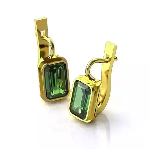 Gold Earrings With Emerald 3