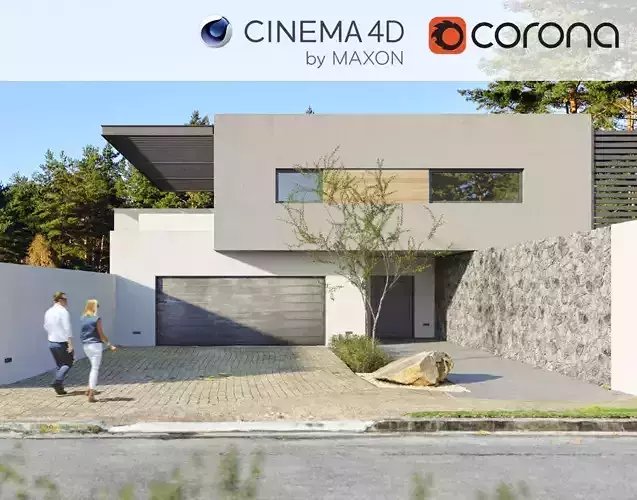 Corona - C4D scene files - House Banton - Modern Minimalist Home 3D model