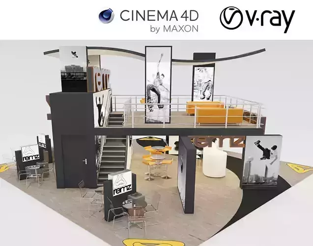 VRay - C4D scene files - Exhibition stand Interior 3D model 3D model