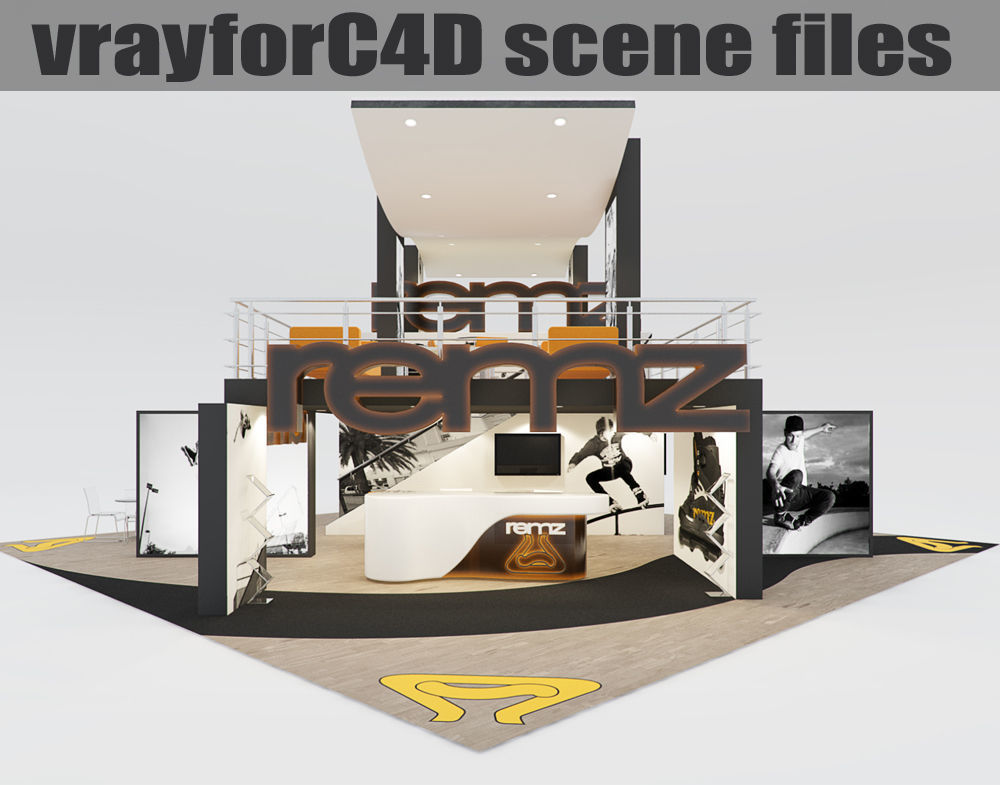 VRay - C4D scene files - Exhibition stand Interior 3D model 3D model_1