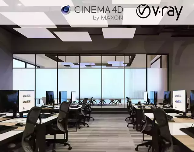 VRay - C4D files - Office Space 2 Interior 3D model