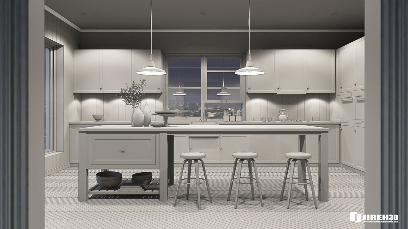 Corona - C4D Scene files - French Country Kitchen Interior 3D model_5