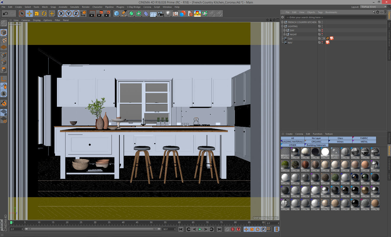 Corona - C4D Scene files - French Country Kitchen Interior 3D model_3