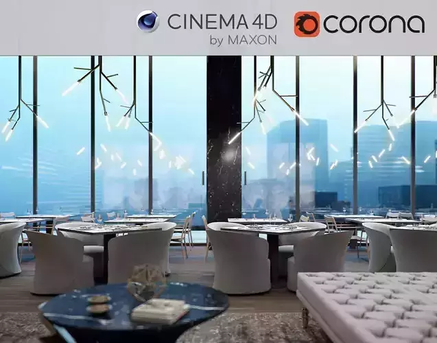 Corona - C4D Scene files - Luxury Restaurant Scene 3D model