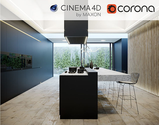 Corona - C4D Scene files - Kitchen Scene 3 Interior 3D model