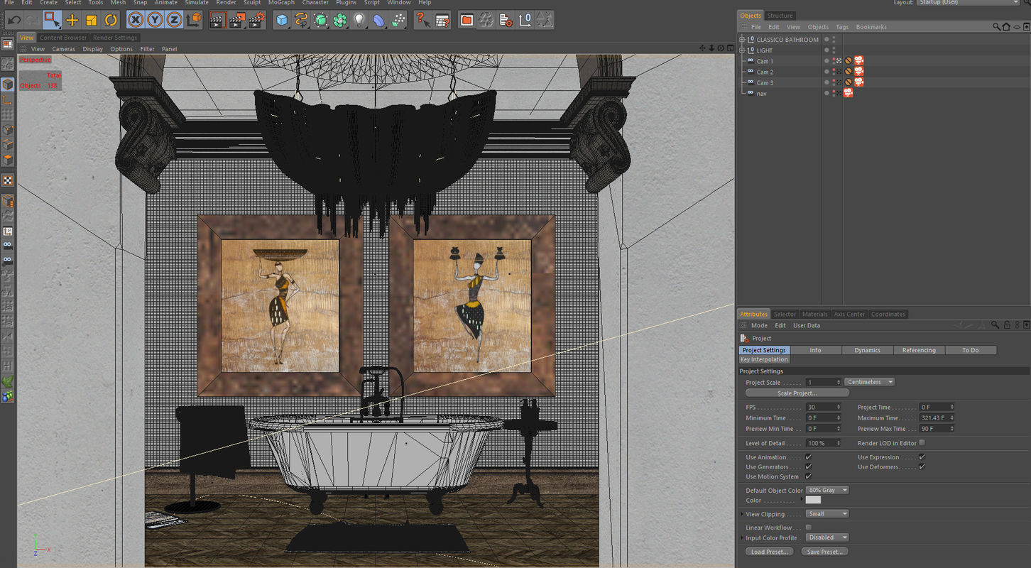 Corona - C4D Scene files - African Classic Bathroom Interior 3D model_5