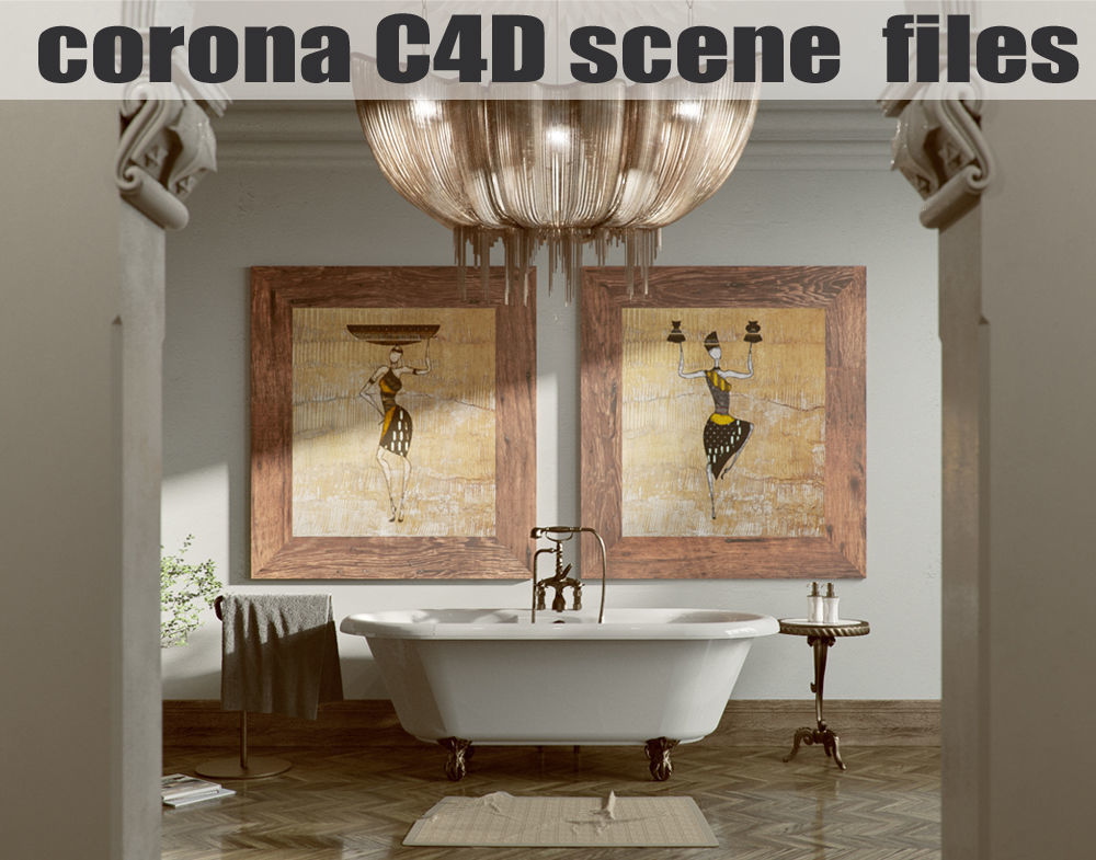 Corona - C4D Scene files - African Classic Bathroom Interior 3D model_1