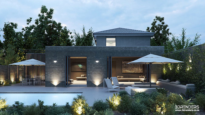 VRay - C4D Scene files - House Jackson Exterior 3D model 3D model 3