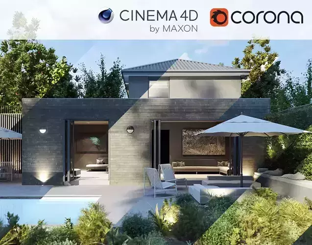 Corona - C4D Scene files - House Jackson Exterior 3D model  3D model