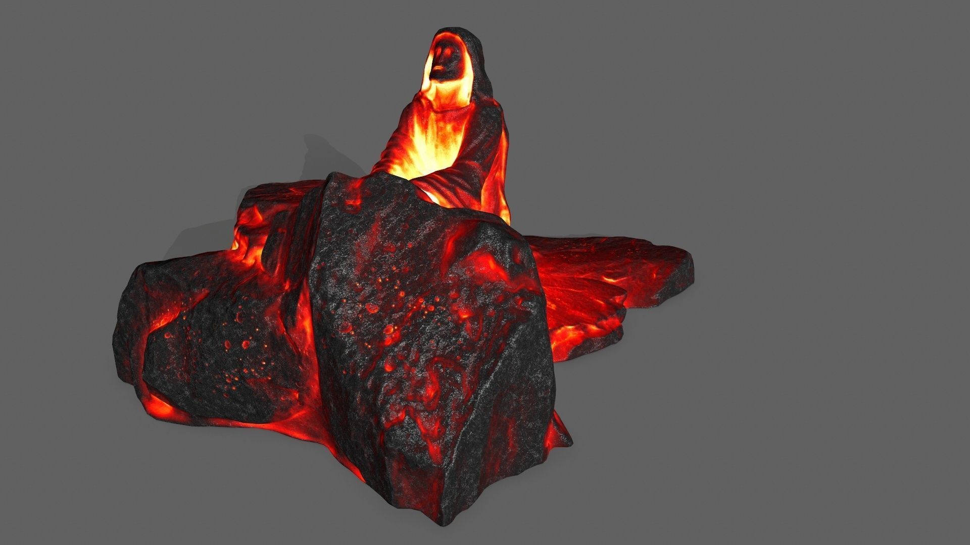 saint statue of person on rock Low-poly 3D model_5