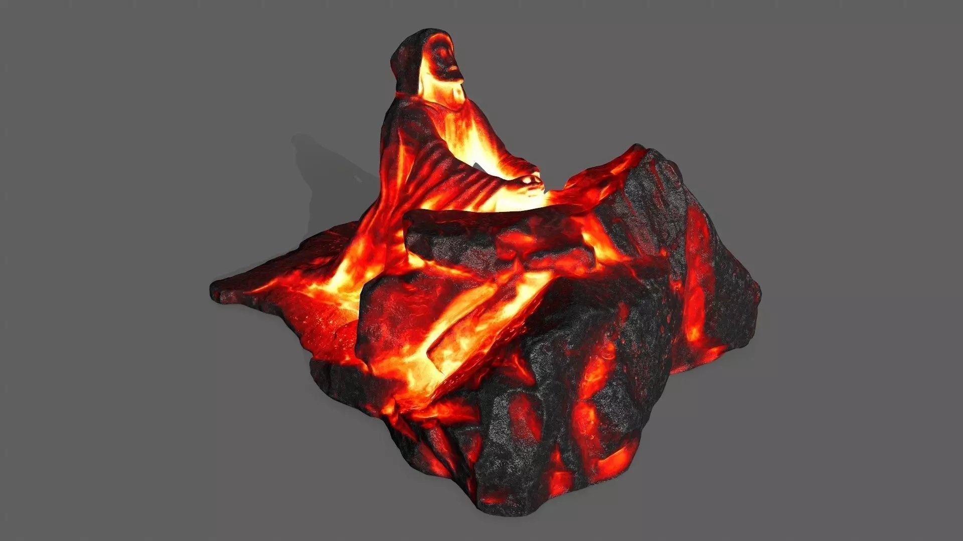 saint statue of person on rock Low-poly 3D model_0