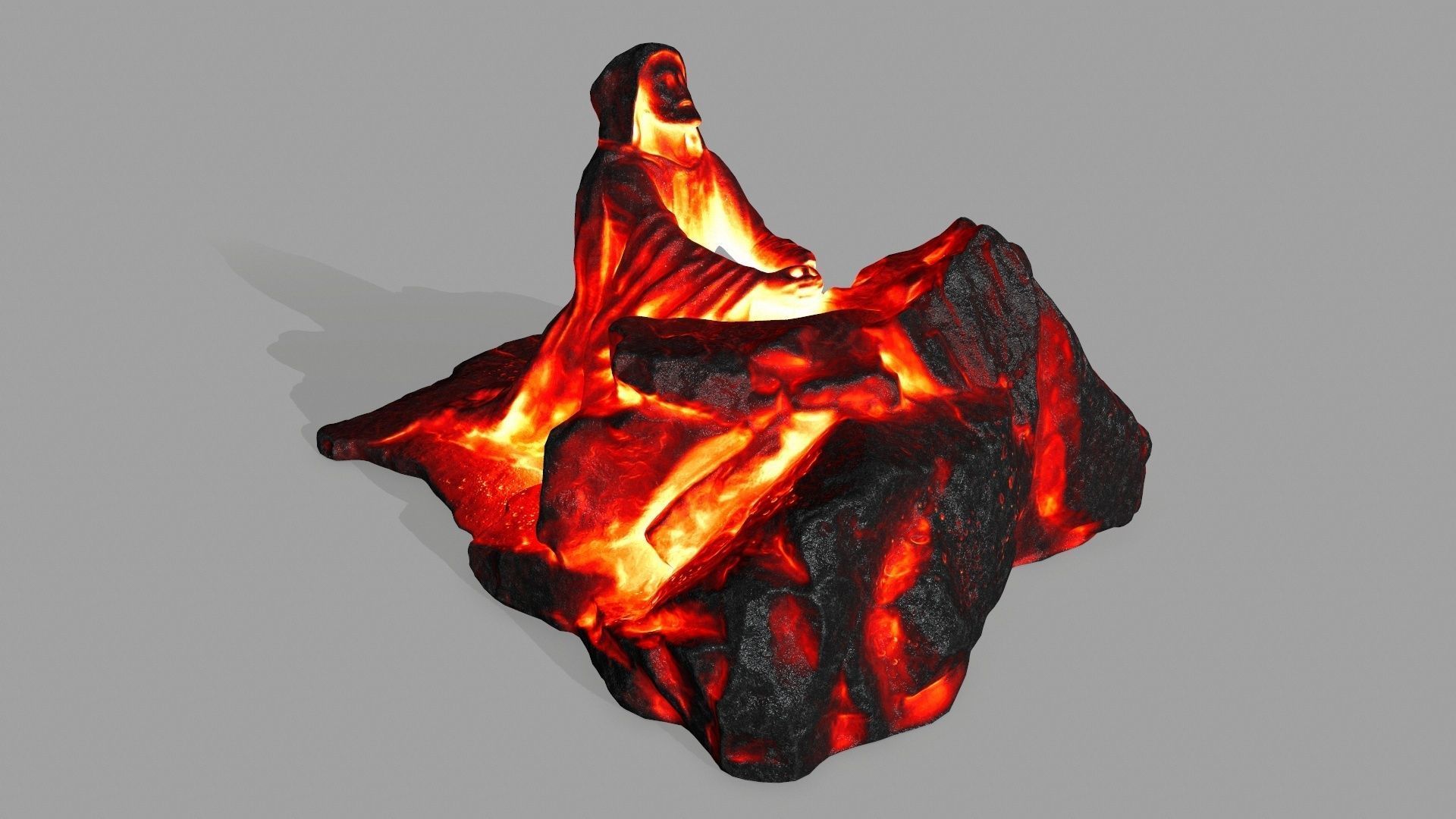 saint statue of person on rock Low-poly 3D model_9