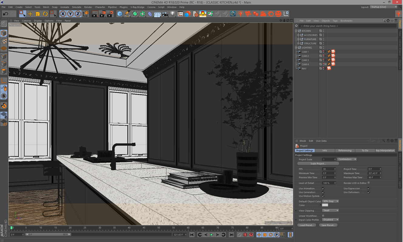 Corona - C4D Scene files - Classic Style Kitchen Interior 3D model_8